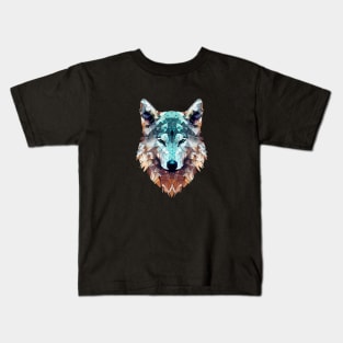 Geometric Wolf design | Colorful Wild Animal Kids T-Shirt
